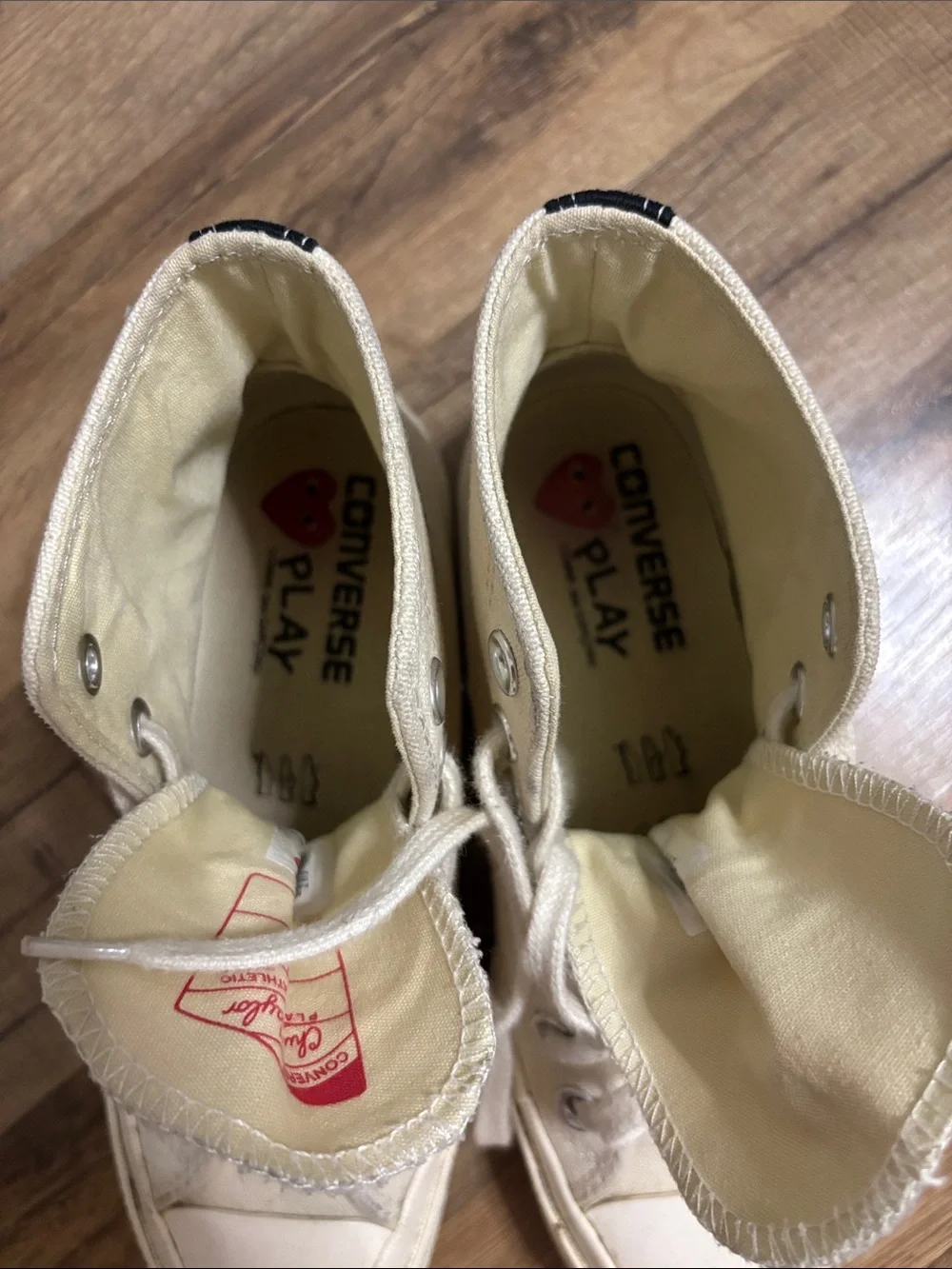 Converse Kids High-Top Sneakers in Cream with Red Heart